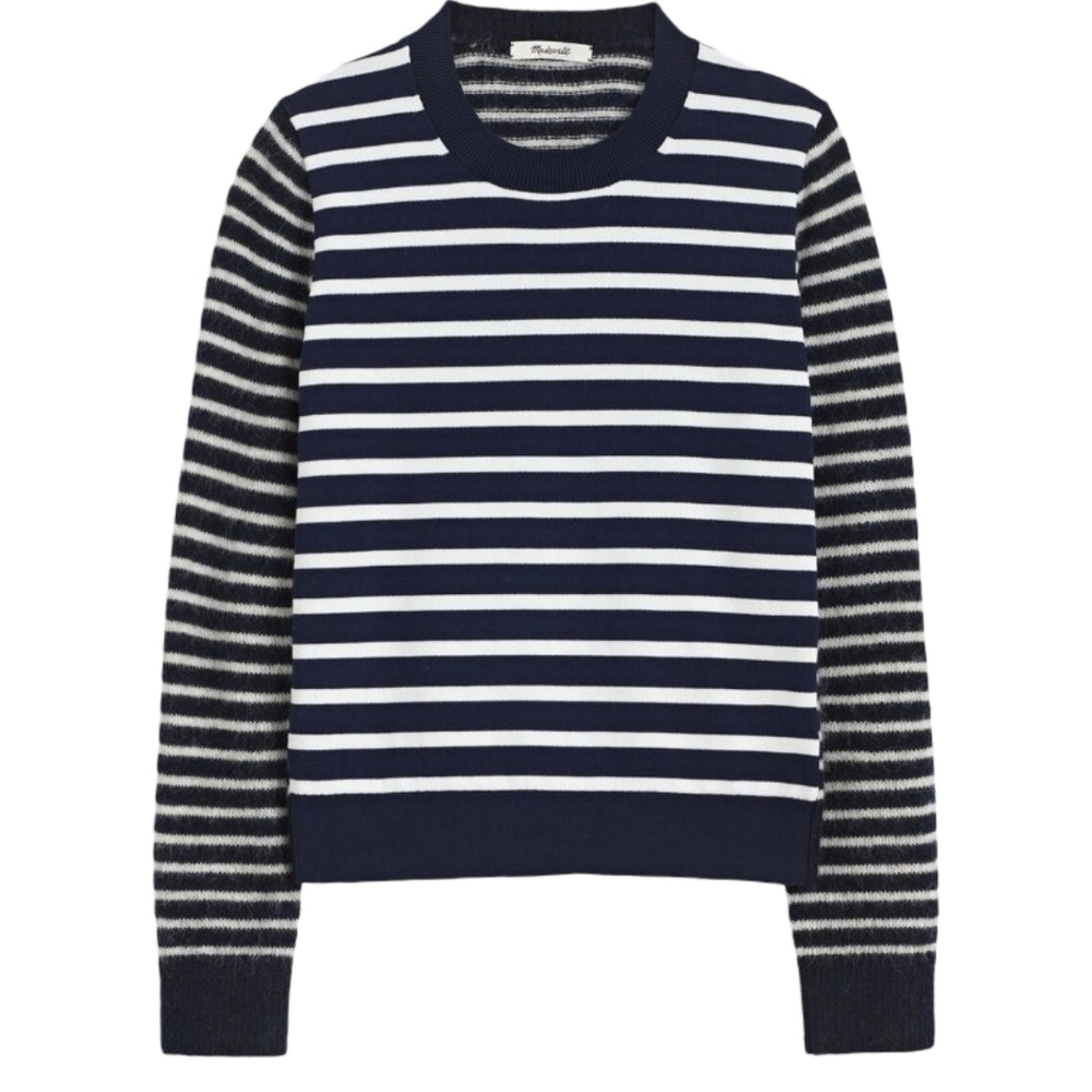 Madewell Mixed-Yarn Striped Sweater Women's Size Small  Navy Blue NWT